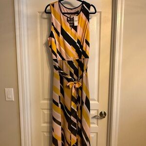 Striped Yellow and Pink Sleeveless Dress